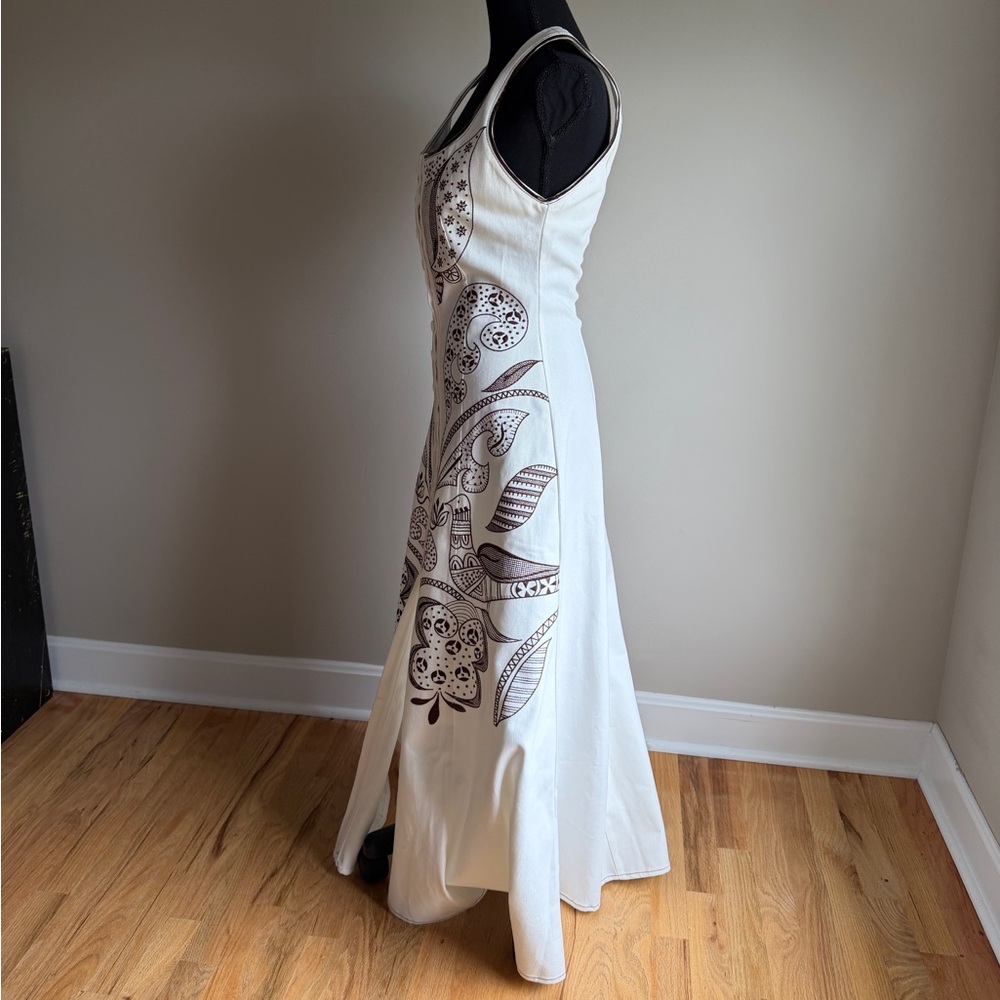 Lug Von Siga Mila Dress in White and Brown Denim 34 - Picture 5 of 6